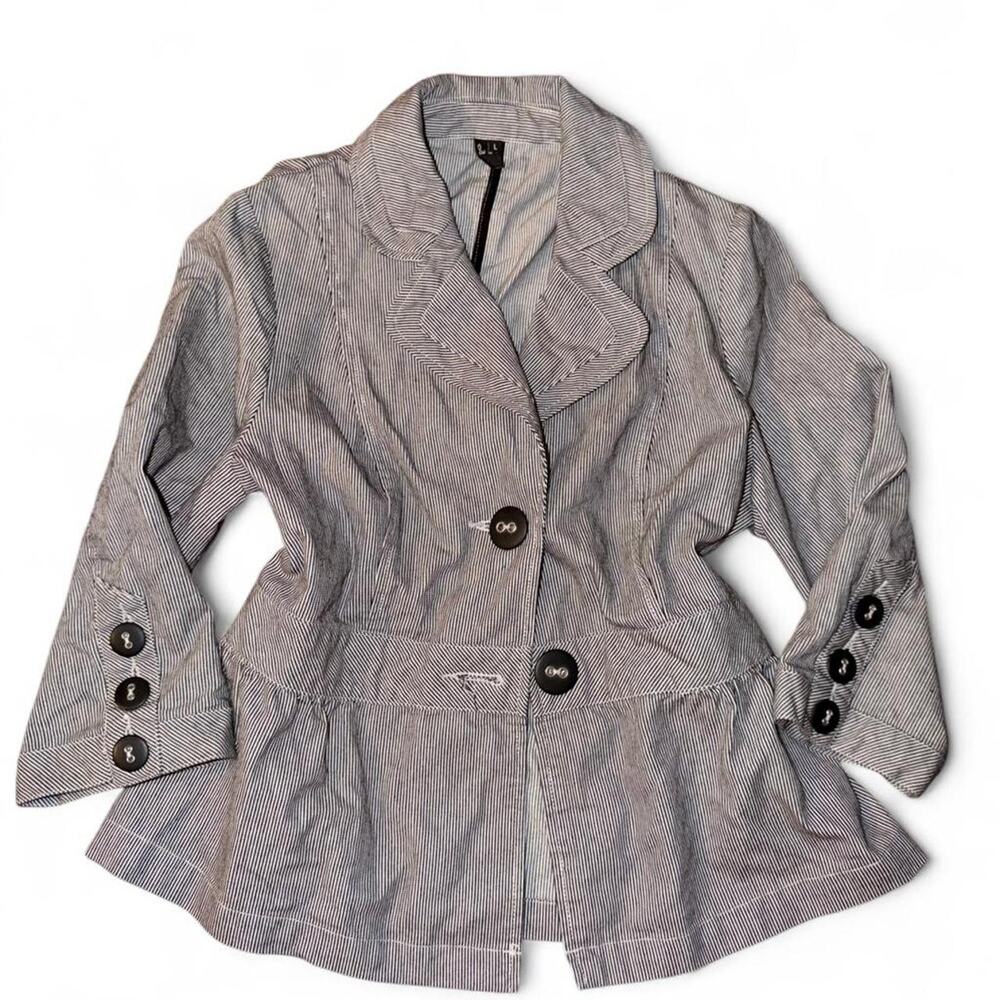 Vintage Y2K Hickory Stripe Peplum Blazer Jacket
